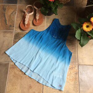 Hollister Blue Ombre Top W/Crocheted Bodice NWOT